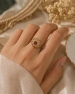 1 Ruby Solitaire – Stunning Red Stone Adjustable Ring for Women | Elegant Cutwork - Image 2
