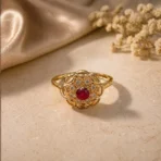 1 Ruby Solitaire – Stunning Red Stone Adjustable Ring for Women | Elegant Cutwork - Image 3