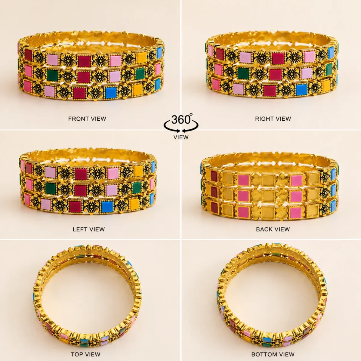 4-Layer Luxe Bracelet – Bold Multicolor Stack for Women - Image 4