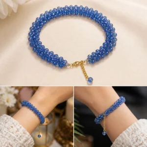 Scintillating multi color crystal bracelet Pakistan with handcrafted woven design and adjustable clasp