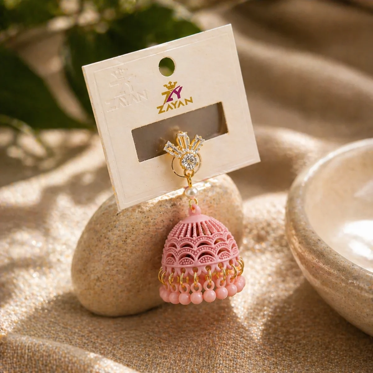3-Tone Floral Jhumka Earrings – Radiant Festive Drops for Women - Image 5