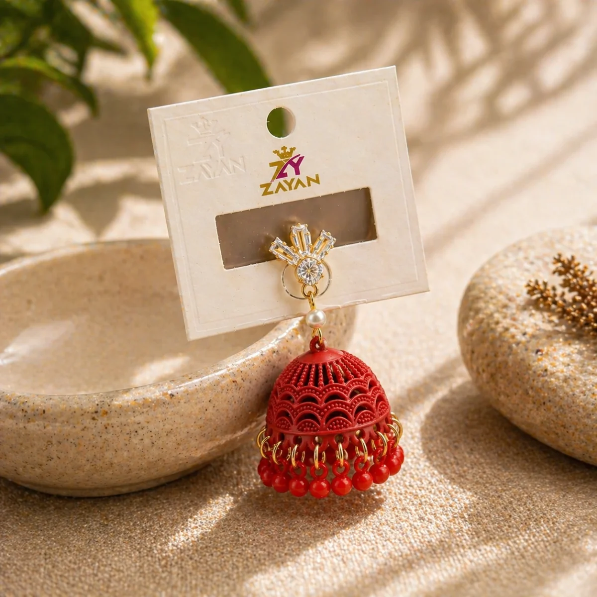 3-Tone Floral Jhumka Earrings – Radiant Festive Drops for Women - Image 3