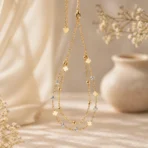 Alluring 2-Layer Gold Anklet for Women | Double Chain Pazeb with Star & Pearl Charm Drops - Image 3