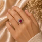 Adjustable Ruby Style Halo Ring for Women - Image 2