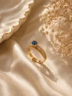 1 Royal Blue Stone Adjustable Ring for Women | Striking Elegant Glow - Image 3