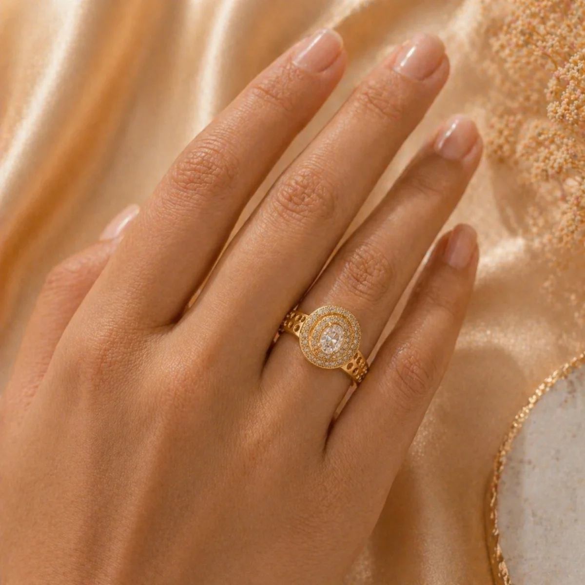 Royal Halo Zircon Ring for Women | Luxe Statement Edition - Image 2
