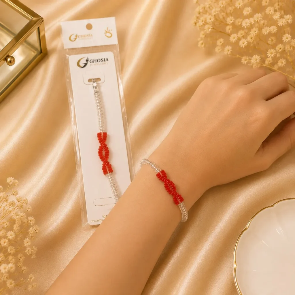 Red Beaded Crystal Bracelet for festive and everyday styling in Pakistan