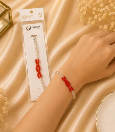 Red Beaded Crystal Bracelet for festive and everyday styling in Pakistan