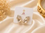 Crystal earrings Pakistan with oval stone party wear design