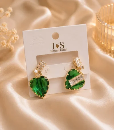 Green Heart Earrings Pakistan for mehndi and festive styling