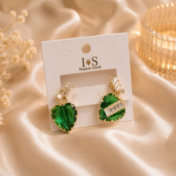 Green Heart Earrings Pakistan for mehndi and festive styling