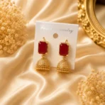 Ruby Jhumka Earrings Pakistan for mehndi and festive styling