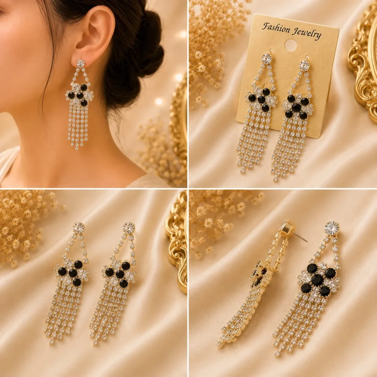 Party wear crystal earrings with modern desi vibe