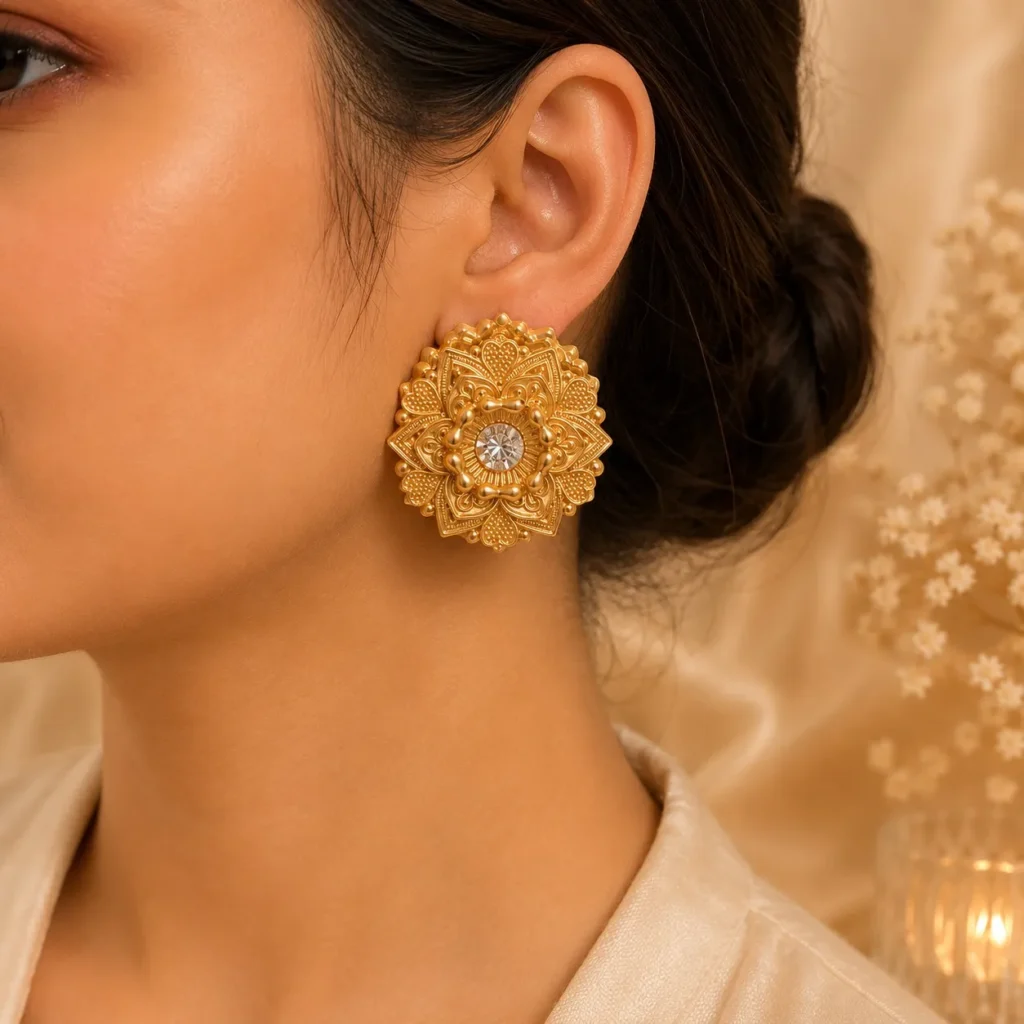 Traditional floral earrings with modern desi vibe