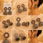 Lightweight Oxidized Jhumka Earrings Pakistan for dawat looks