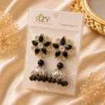 Lumira Black Floral Jhumki Earrings Pakistan for festive styling