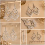Silver Crystal Chandelier Drop Earrings for Women – Lightweight Party Wear - Image 3