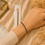 Blue Crystal Tennis Bracelet with gold-tone finish for party wear styling