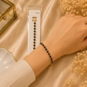 Blue Crystal Tennis Bracelet with gold-tone finish for party wear styling