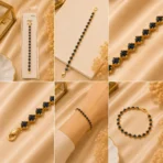 Blue Crystal Tennis Bracelet with gold-tone finish for party wear styling