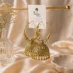 Gold jhumka earrings pakistan with crystals