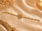 Crystal Snowflake Charm Bracelet with gold-tone detailing for elegant festive styling