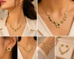 Blue Stone Floral Necklace Set for Women – Lumira PK Jewelry Pakistan