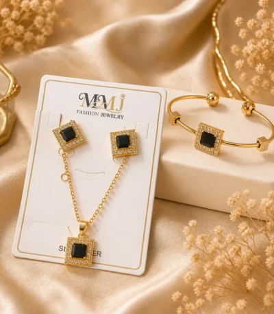 Black Stone Jewelry Set for Women – Lumira PK Jewelry Pakistan