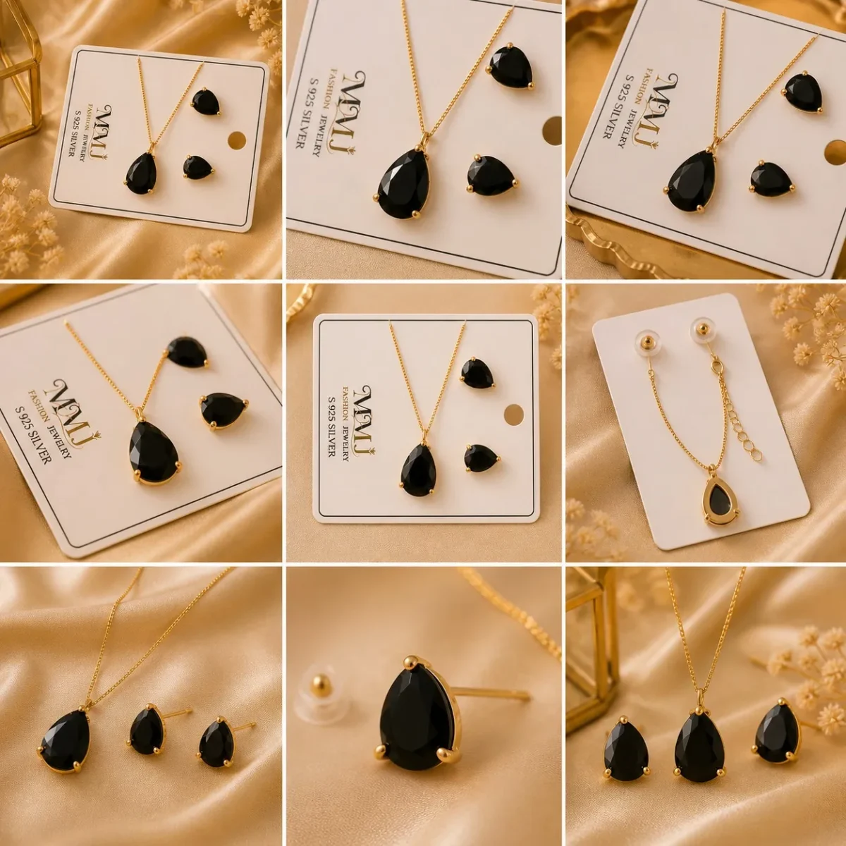 Black Teardrop Jewelry Set for Women – Lumira PK Jewelry Pakistan