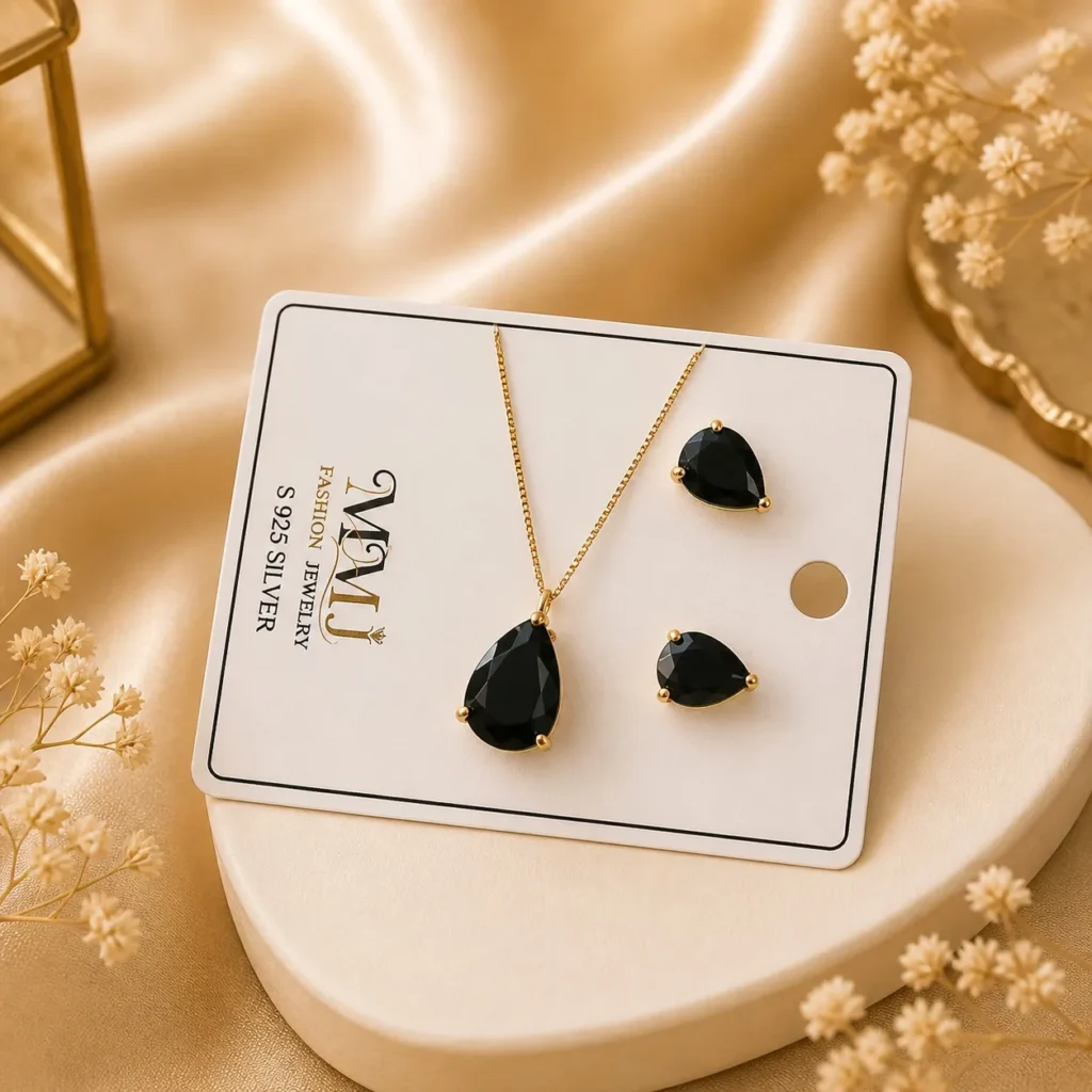 Black Teardrop Jewelry Set for Women – Lumira PK Jewelry Pakistan