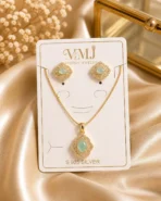 Mint Green Stone Jewelry Set for Women – Lumira PK Jewelry Pakistan