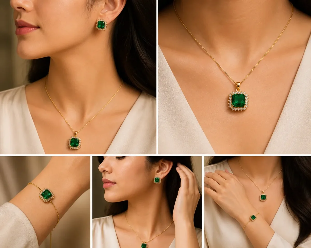Emerald Green Jewelry Set for Women – Lumira PK Jewelry Pakistan