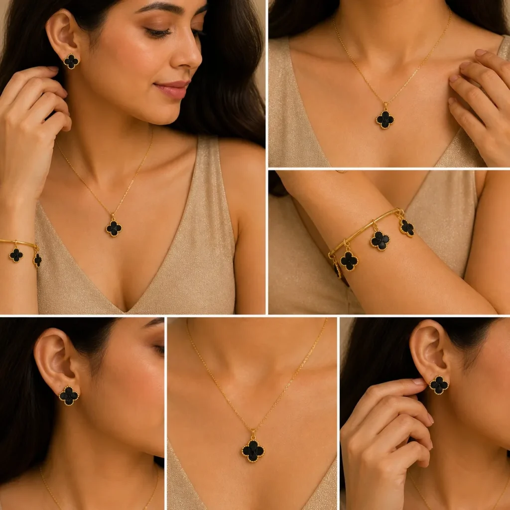 Black Clover Jewelry Set for Women – Lumira PK Jewelry Pakistan