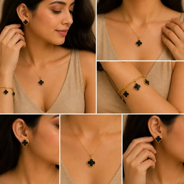 Black Clover Jewelry Set for Women – Lumira PK Jewelry Pakistan