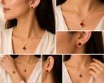 Artificial Ruby Jewelry Set 3 Piece Premium Elegant Design - Image 2