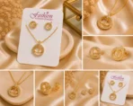 Gold Pendant Set 3 Piece Elegant Luxury Design - Image 2