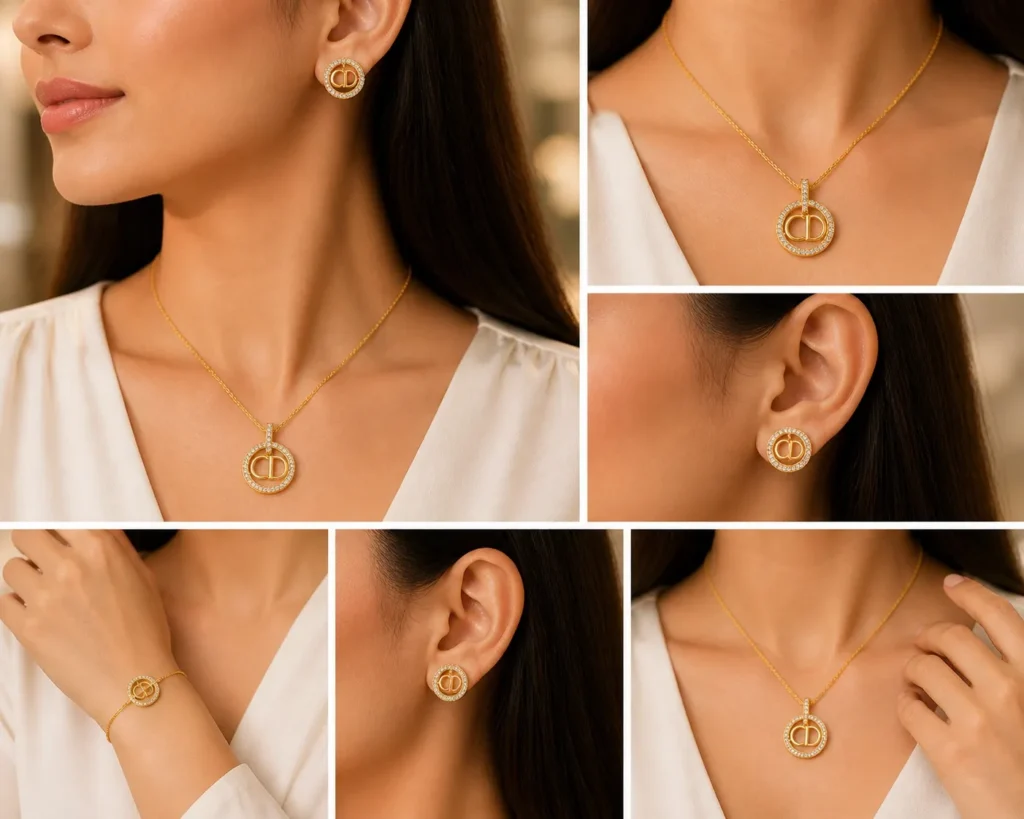 Elegant Gold Penddant Set for Women – Lumira PK Jewelry Pakistan