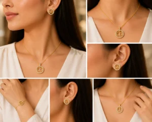 Elegant Gold Penddant Set for Women – Lumira PK Jewelry Pakistan