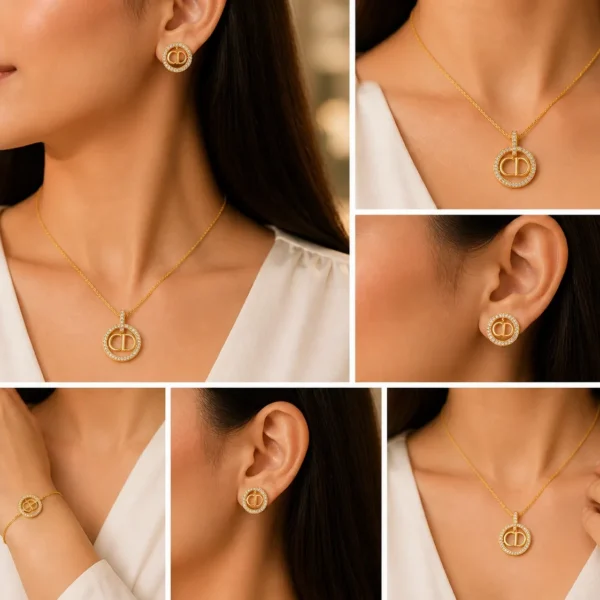 Elegant Gold Penddant Set for Women – Lumira PK Jewelry Pakistan
