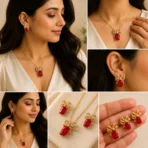 Elegant Red Stone Jewelry Set for Women – Lumira PK Jewelry Pakistan