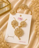 Gold Floral Jewelry Set 4 Piece Luxury Premium Wedding Design - Image 2