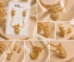 Crown Heart Jewelry Set 3 Piece Luxury Elegant Gold Design - Image 2