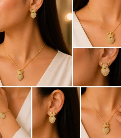 Crown Heart Jewelry Set for Women – Lumira PK Jewelry Pakistan