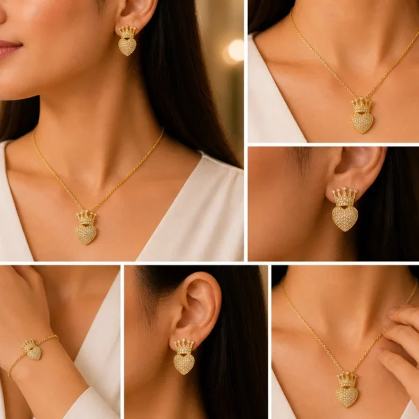 Crown Heart Jewelry Set for Women – Lumira PK Jewelry Pakistan