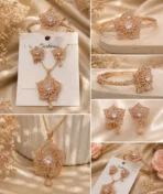 Gold Plated Floral Crystal Jewelry Set for Women