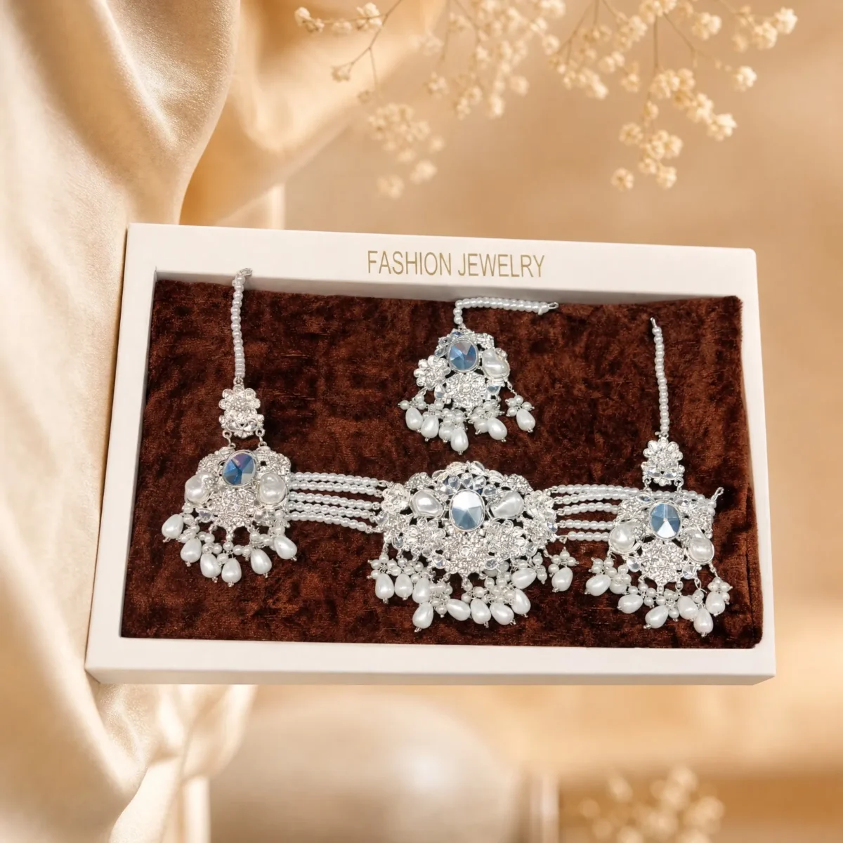 Pearl Bridal Choker Set – 4PC Luxury Wedding Jewelry Set - Image 2