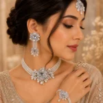 Elegant Pearl Bridal Choker Set with earrings tikka bracelet wedding jewelry Pakistan