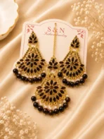 Multicolor Chandbali Earrings And Tikka – 1 Pair | Mehndi Wear - Image 2