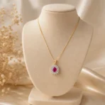 Gold plated ruby pendant necklace for women – Lumira PK Jewelry Pakistan