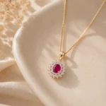 gold plated ruby pendant necklace Pakistan for women Lumira PK Jewelry